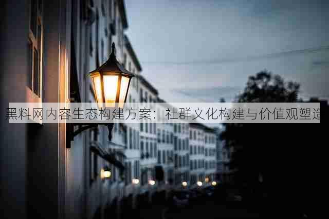 黑料网内容生态构建方案：社群文化构建与价值观塑造