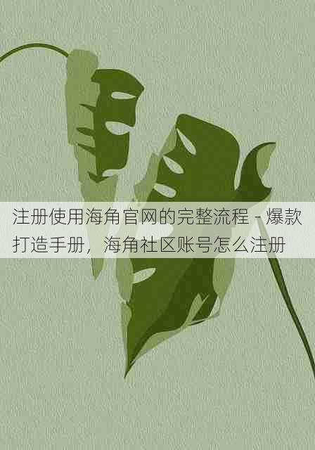 注册使用海角官网的完整流程 - 爆款打造手册，海角社区账号怎么注册