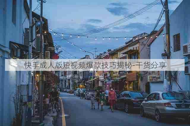 快手成人版短视频爆款技巧揭秘-干货分享